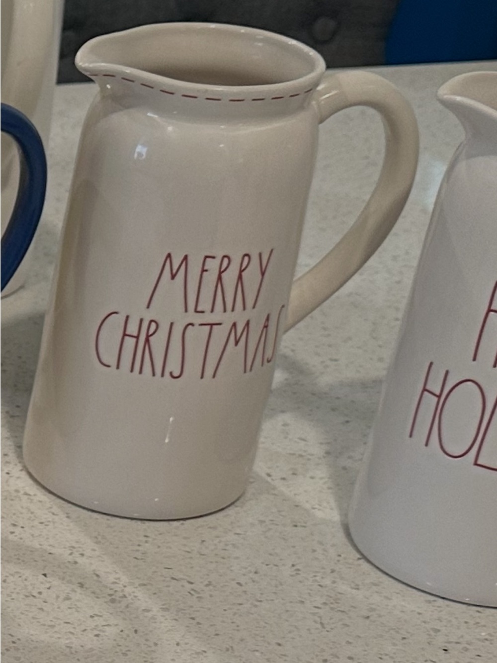 Rae Dunn Merry Christmas Stitched pitcher